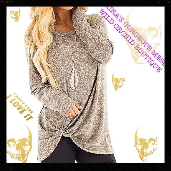 Wild Orchid Boutique Tops - ☠️🍸BNWT☠️🍸KHAKI TWIST KNOT TUNIC☠️🍸A STAPLE☠️🍸